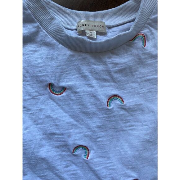 Honey Punch S rainbow embroidered crop top - Picture 2 of 7